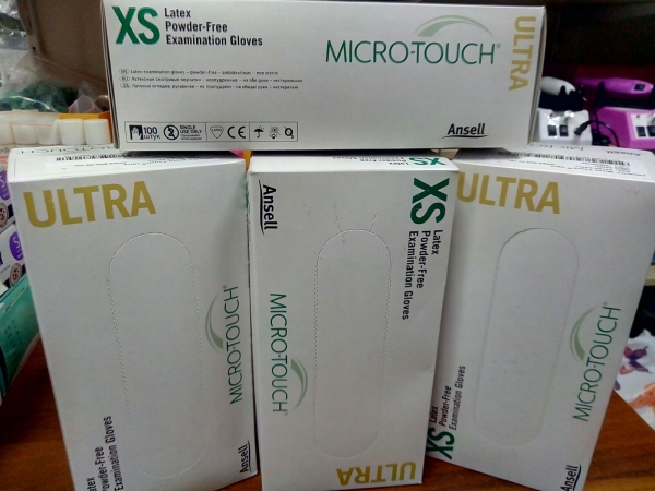 Перчатки нитриловые "Micro-Touch" (прозрачные), размер XS, 50 пар