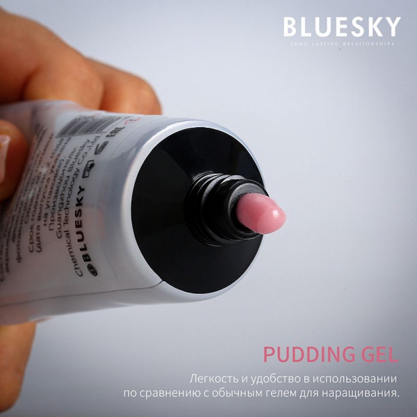 PUDDING GEL - Полигель "Bluesky" (прозрачно-розовый), 60 гр.